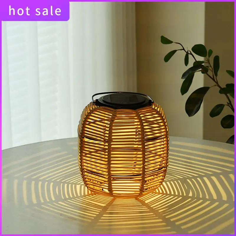 

Solar Rattan Hanging Lantern Solar Lantern Solar Outdoor Lantern Decorative Lights + Handle For Garden Yard