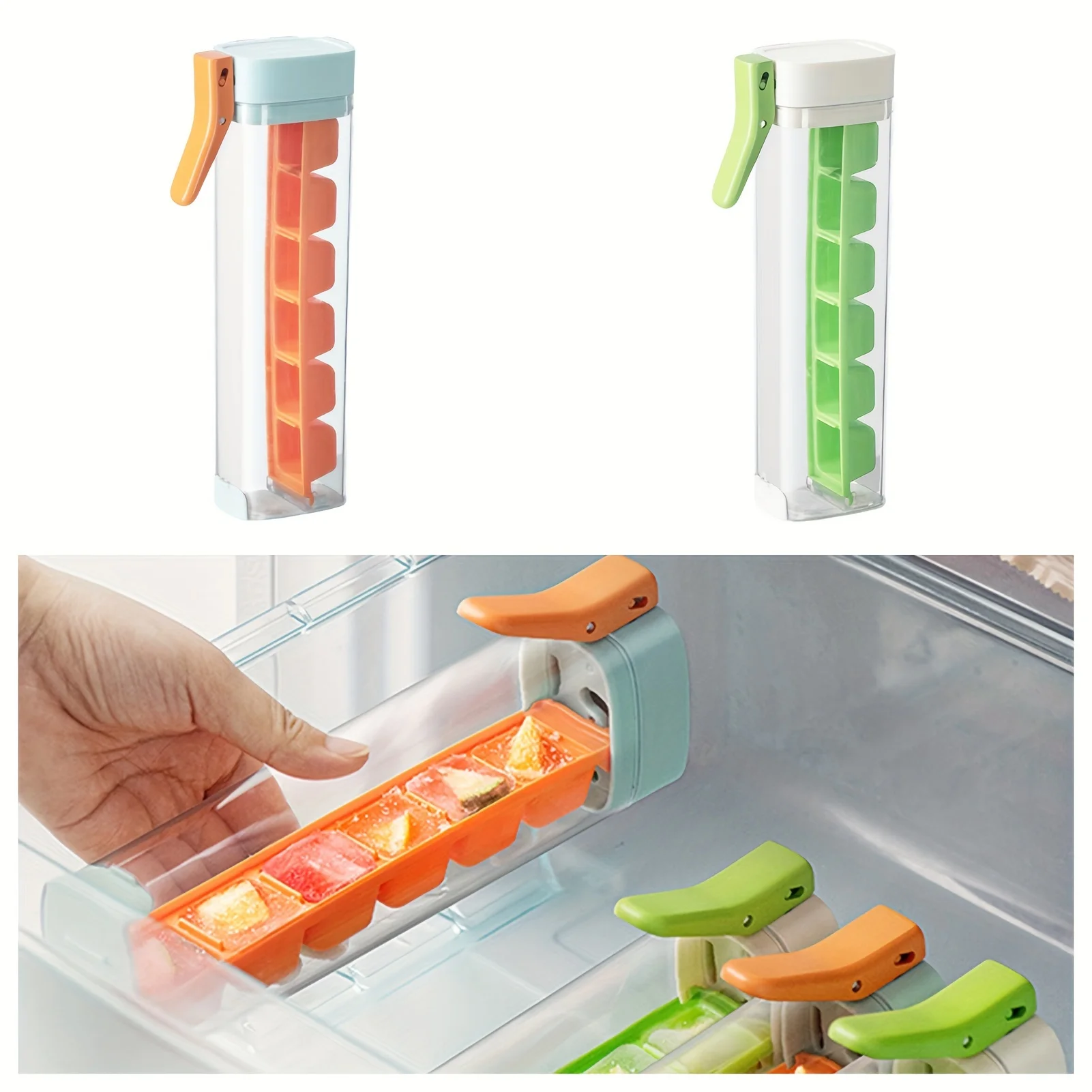 6-Cube One-Click Ice Cube Tray - Convenient and Easy-to-Use Plastic Ice Cube Mold with Push Release Handl