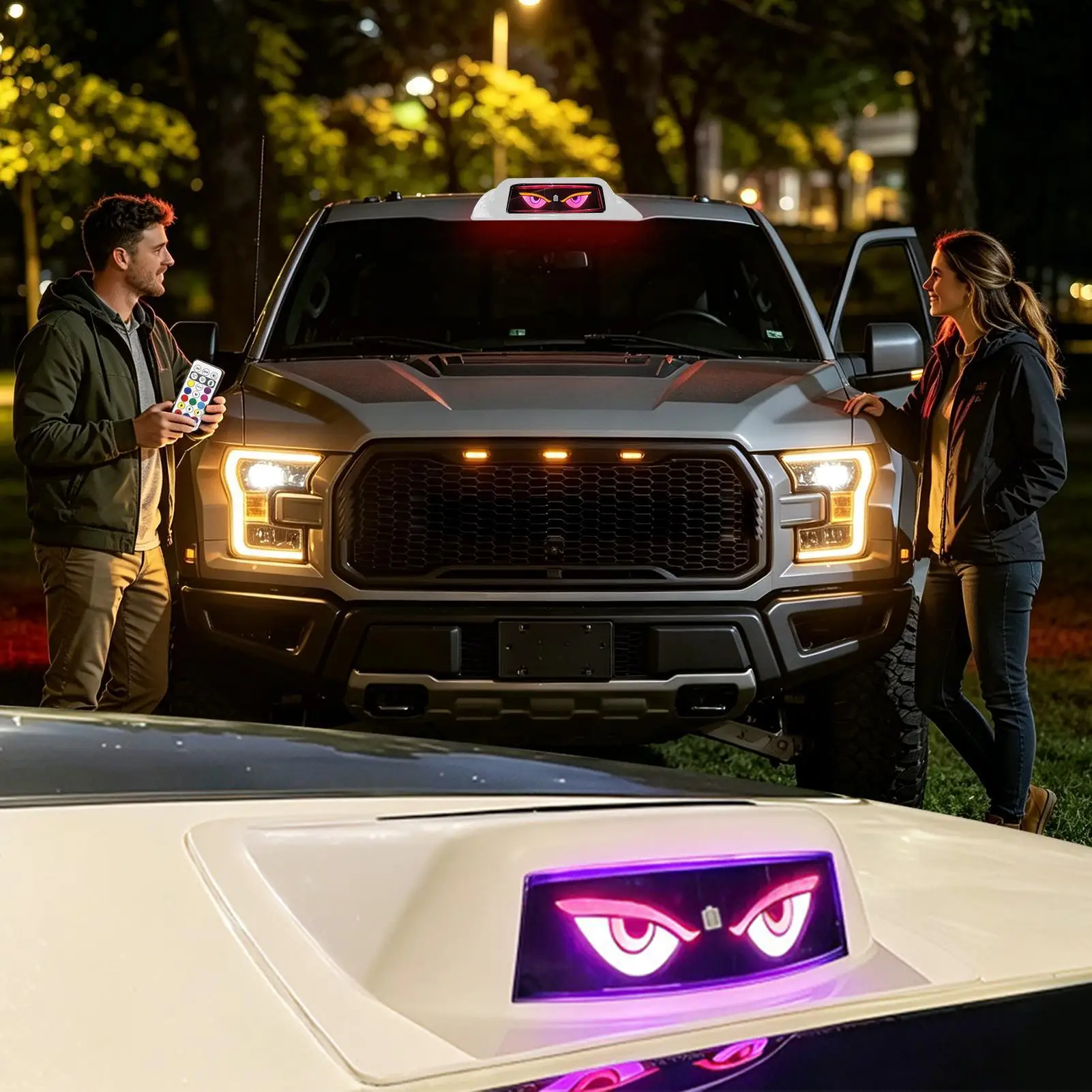 devil eye LED car light Solar Powered Car Trucks solar LED roof light Remote Control Glow Marker Car Lights for Automotive Motor