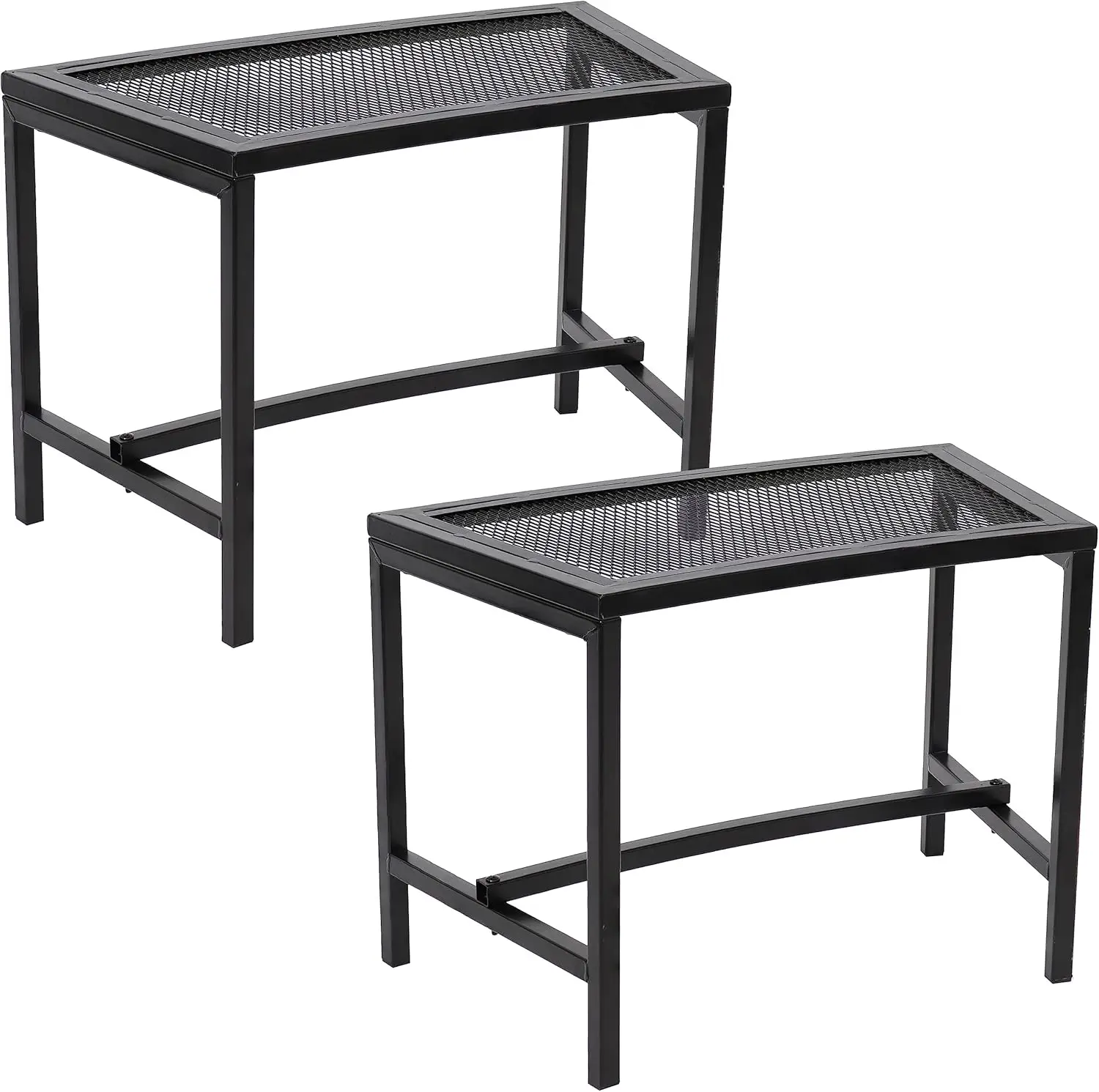 Curved Metal Patio Bench Set of 2 - Heavy-Duty Outdoor Seats for Backyard or Fire Pit