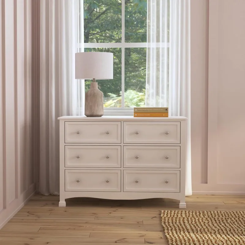 Kalani Double Wide Dresser em Branco, 6 Gavetas