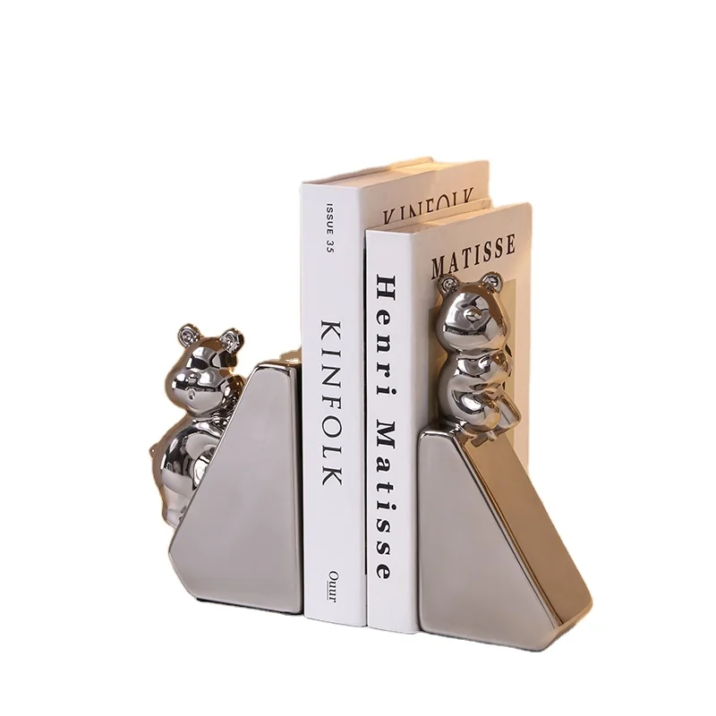 

Children Ceramic Crafts Bear Statue Cute Animal Bookends For Kids Home Decor