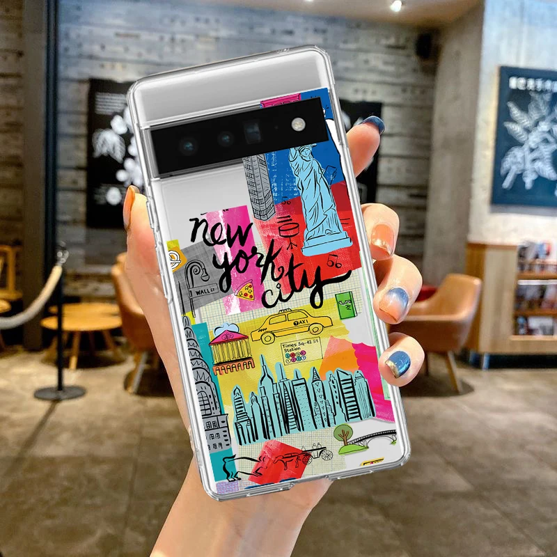 World City Japan Tokyo Osaka Kanagawa Label Phone Case For Google Pixel 7A 8A 6 7 6A Clear Soft TPU Cover For Google Pixel 8Pro