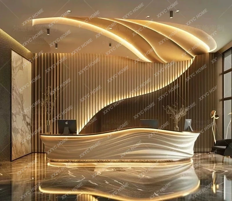Y1 Painting front desk FRP reception desk Special-shaped creative service Bar counter Company information desk customization