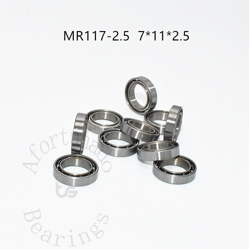 MR117-2.5 10PCS 7*11*2.5(mm)  Open type Unsealed Metal  Metal Sealed Miniature chrome Steel Bearings