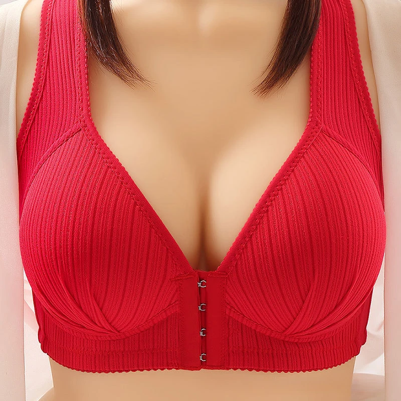 Sujetador Push Up con cierre frontal para mujer, Bralette Sexy de encaje, sin costuras, talla grande