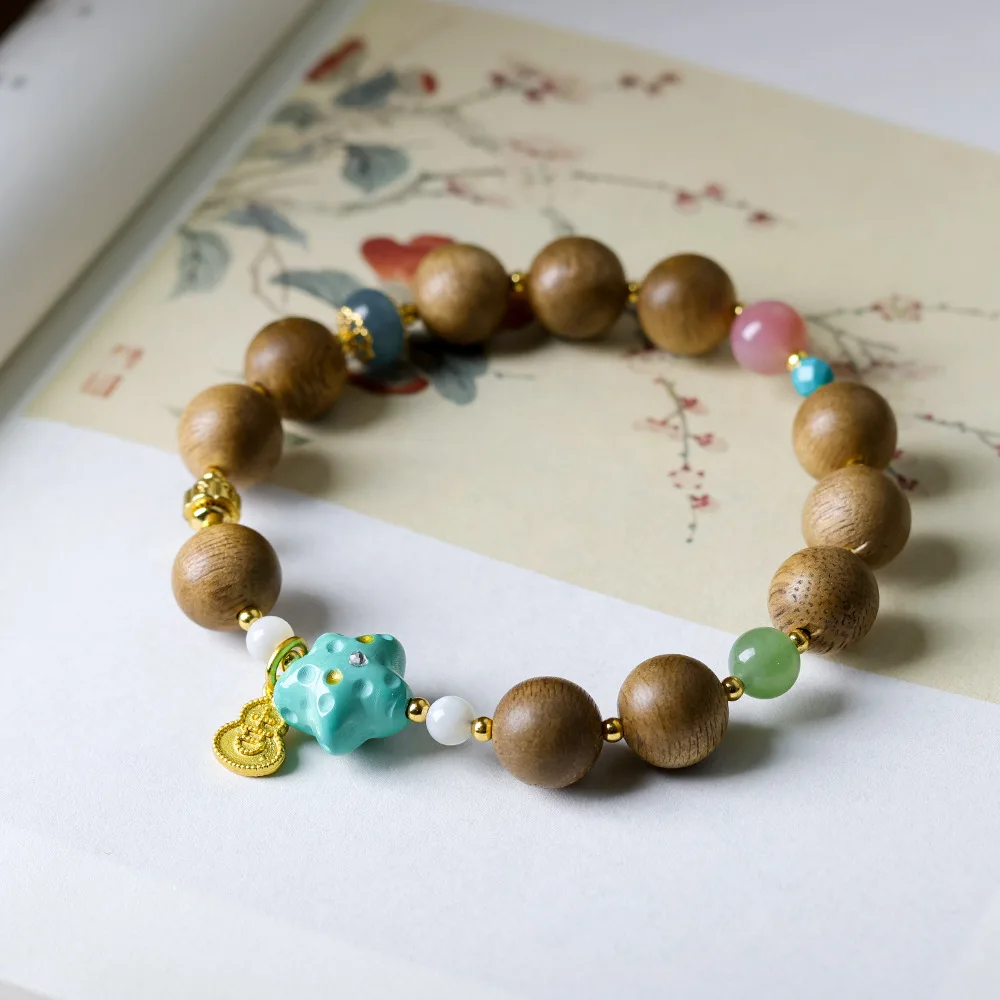 

Original Huangqinan Agarwood Bracelet Magnesite Turquoise Star Chinese-Style Bead Bracelet