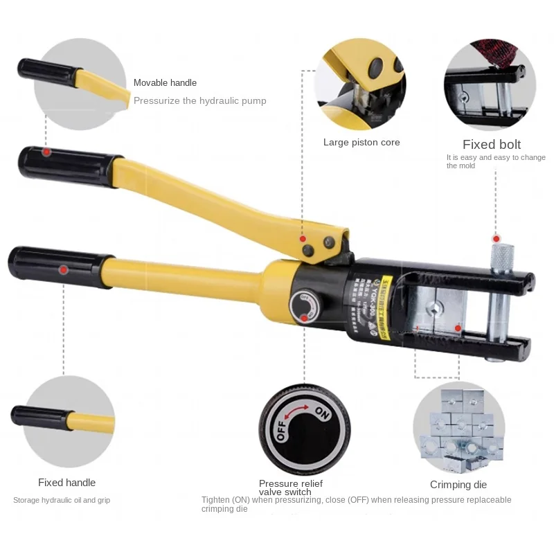 

Portable manual hydraulic pliers YQK-300 Hydraulic Crimping Tool with Crimping Range From 10-300MM2