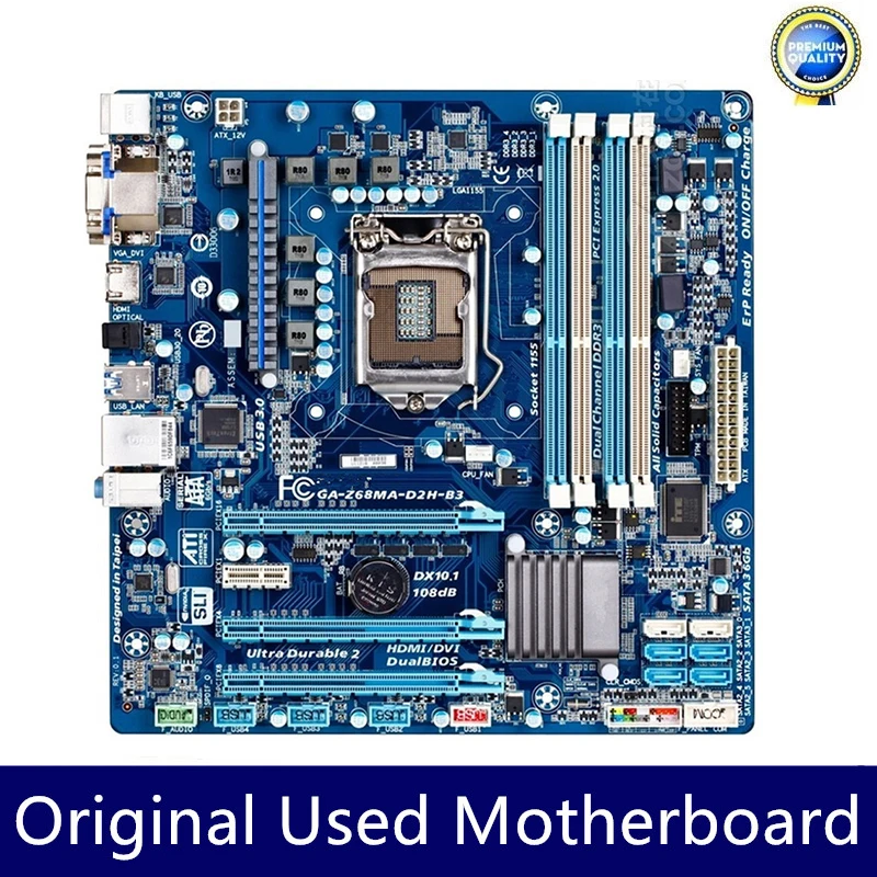 

Used GA-Z68MA-D2H-B3 Z68MA-D2H-B3 Desktop Motherboard Z68 Socket LGA 1155 i3 i5 i7 DDR3 32GB Original Mainboard On Sale