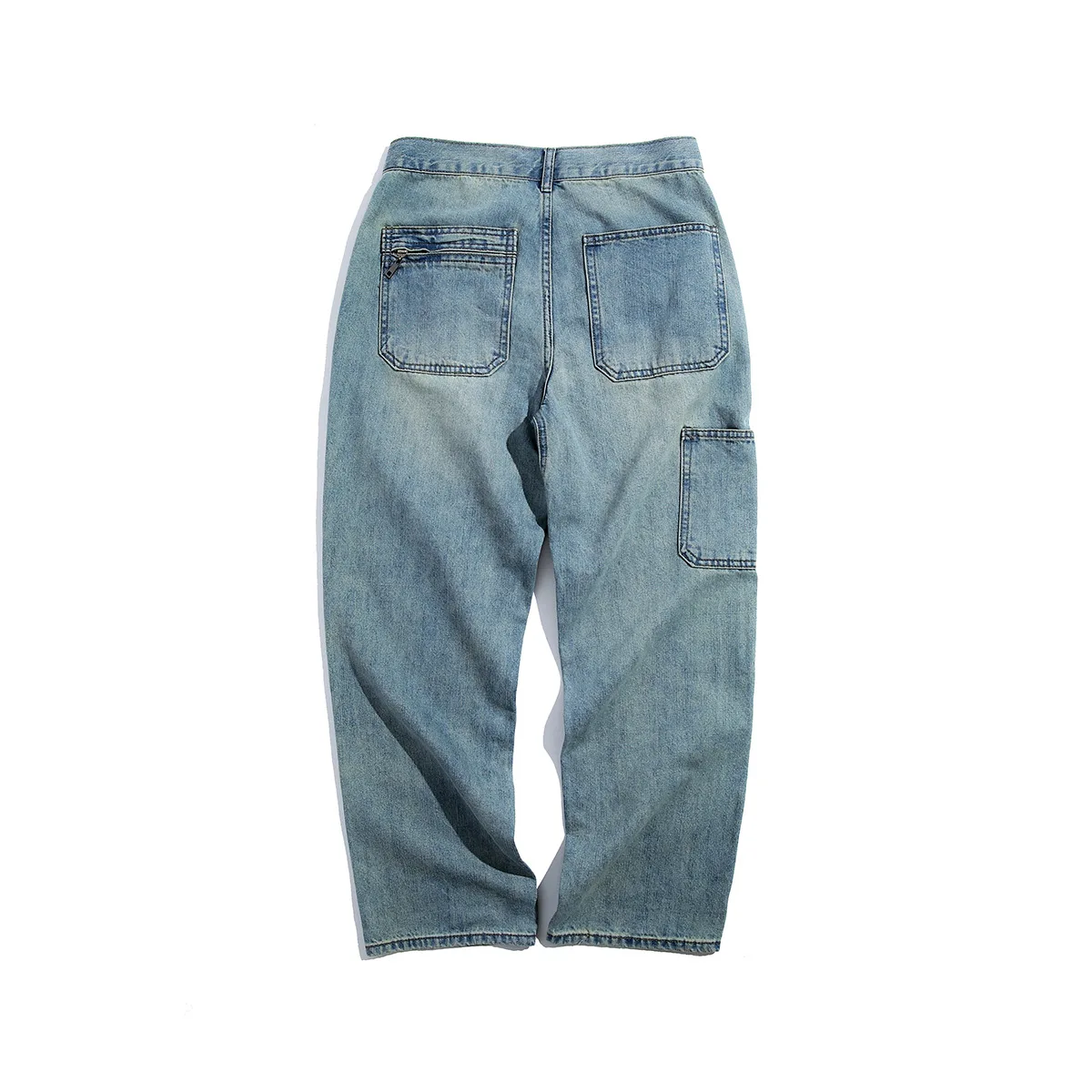

RUIIENRS x ROPUCHA Japanese original washed denim distressed pocket casual trousers