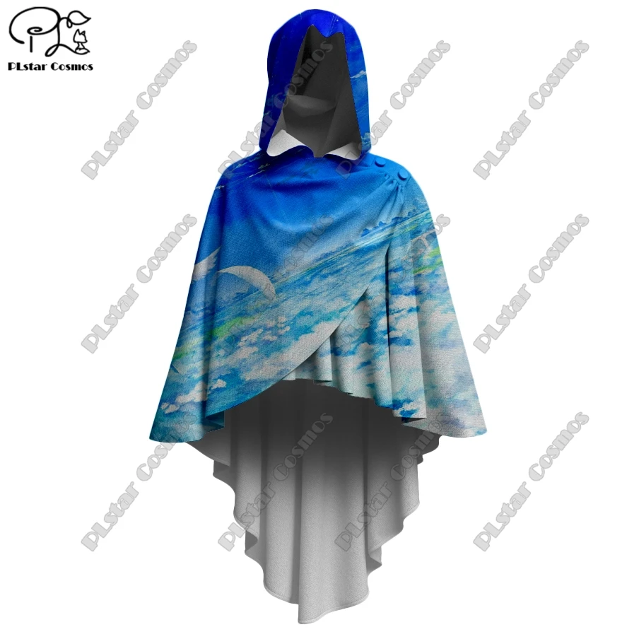 

PLSTAR COSMOS new 3D printed colorful faded gradient series women's hooded cloak irregular cloak casual authentic J-1