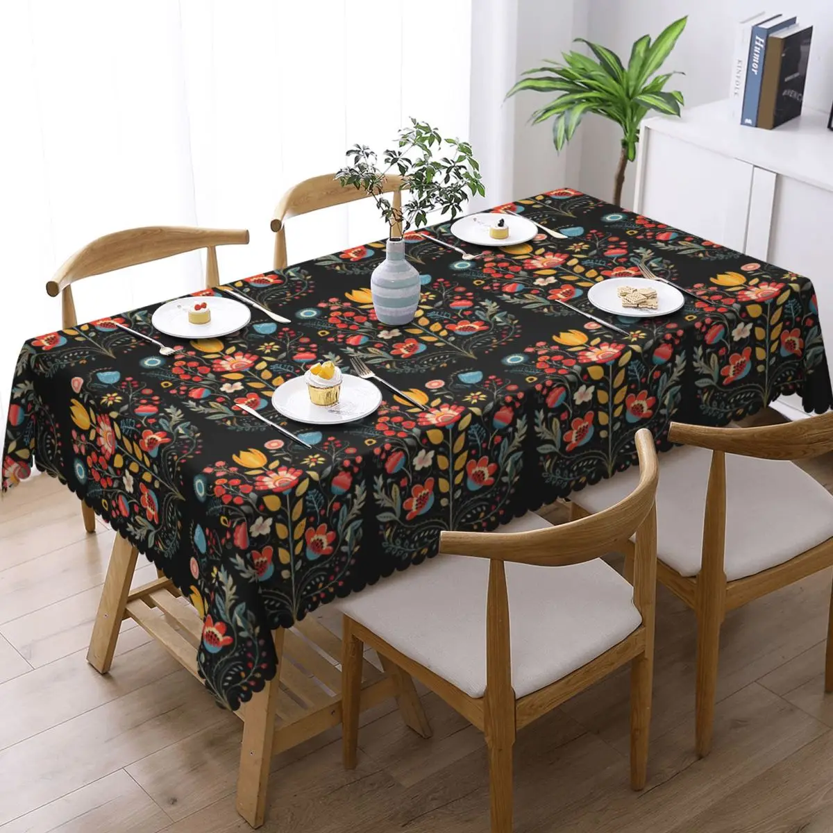 Polish Folk Flowers Print Poland Floral Tablecloth Restaurant Kitchen Rectangular Tablecloth Tablecloth Dining Table Cover