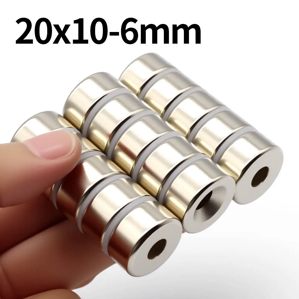 20x10-6mm Powerful Round Neodymium Magnet With Hole NdfeB N35 Permanent Magnetic imanes Super Strong Magnets Refrigerator Magnet