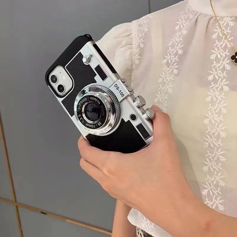 3D Retro Camera Leather Case decoration phone protective case for IPhone 14 Pro Max Mini XS XR X 8 7 Plus phone cover decoration