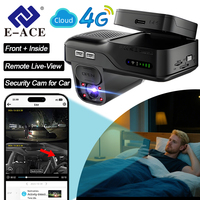E-ACE 4G LTE Dash Cam Car Black Box Front and Inside Lens GPS Remote Live-View Infrared Night Vision Car safety Video Recorder
