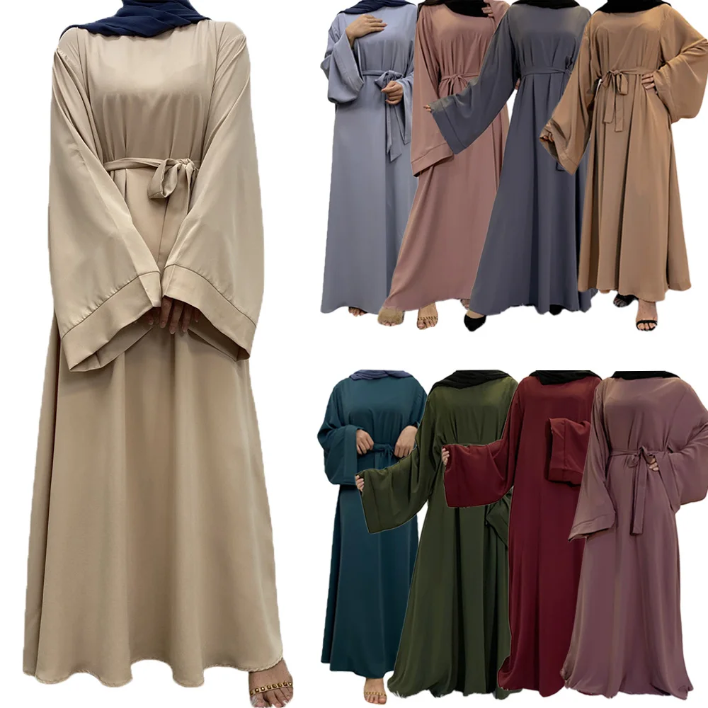 

2024 Muslim Women Eid Mubarak Abayas Dresses Turkish Arab Kaftan Ramadan Islamic Long Maxi Robe Femme Djellaba Jalabiya Vestidos