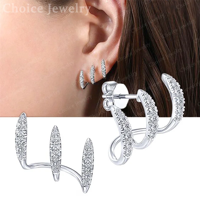 925 Sterling Silver Gold Zircon Claw Stud Earrings For Women Grace Fashion Jewelry Party Engagement Wedding Accessories