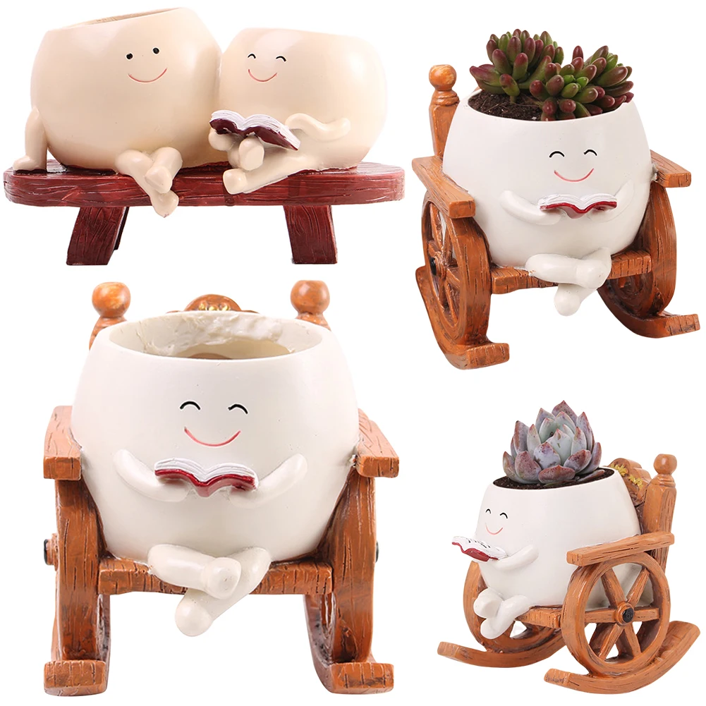 Face Plant Pots Cute Head Planter Decorative Flower Pot Smile Face Flower Pot for Indoor Outdoor Plants