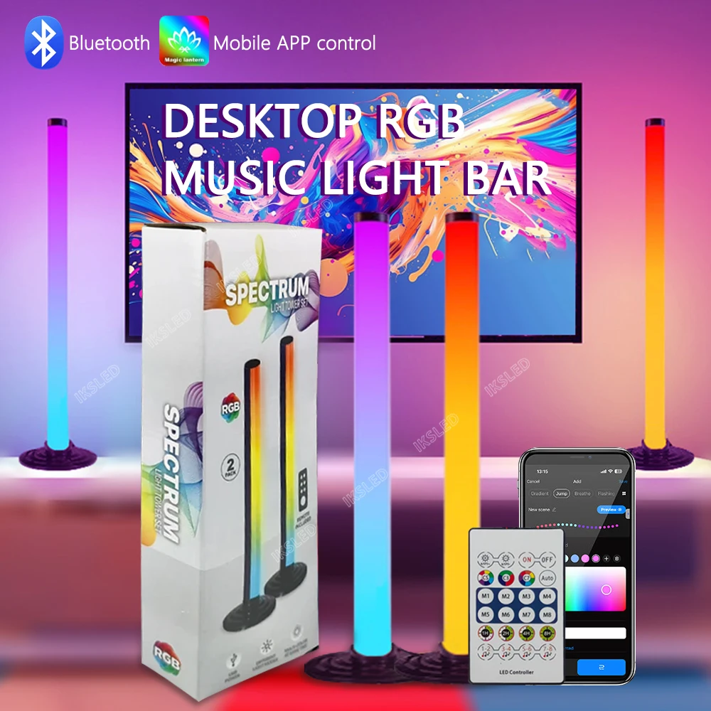 RGB الضوء المحيط بلوتوث على الوجهين مضيئة 24 مفتاح التحكم عن بعد التطبيق الذكي LED سطح المكتب ضوء الضوء المحيط #1