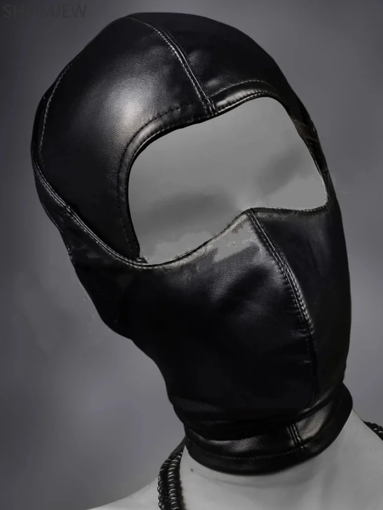 

Fetish Headgear Open Mouth Eyes Bondage Party Mask Role Play Punishment Headdress Adult Couple Game Tied Face Mask Leather Socks