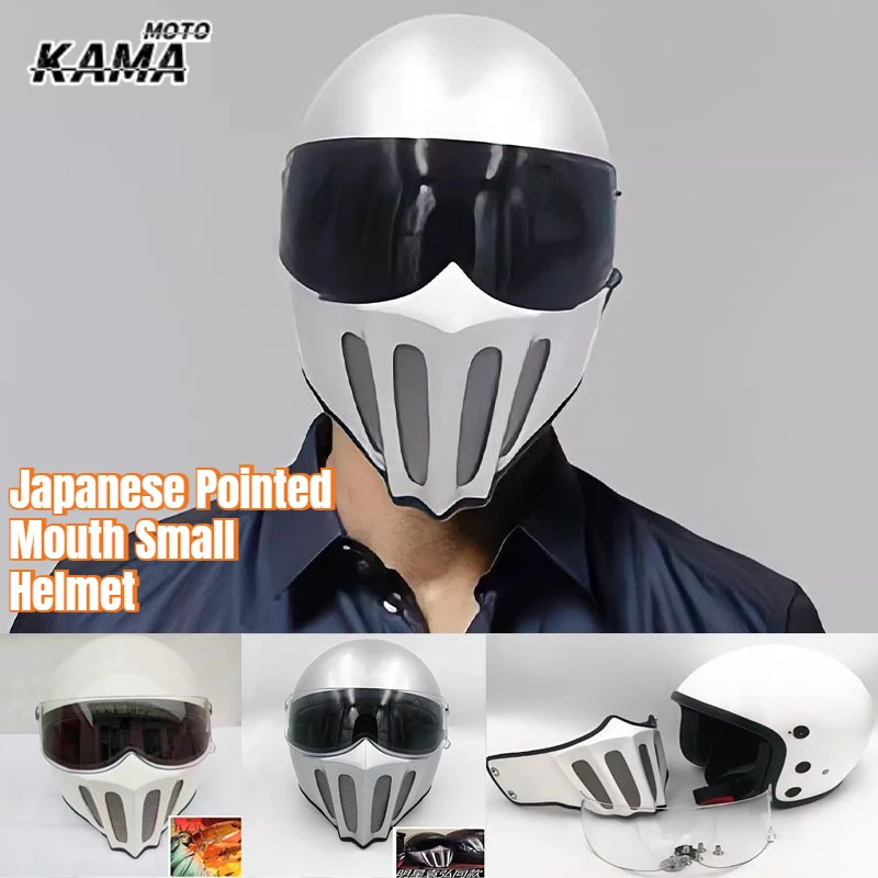 

HOT Motorcycle Helmet for MEKKCENS Fiberglass Retro Small Helmet Body Electric Vehicle Detachable All-season Full-face Helmet