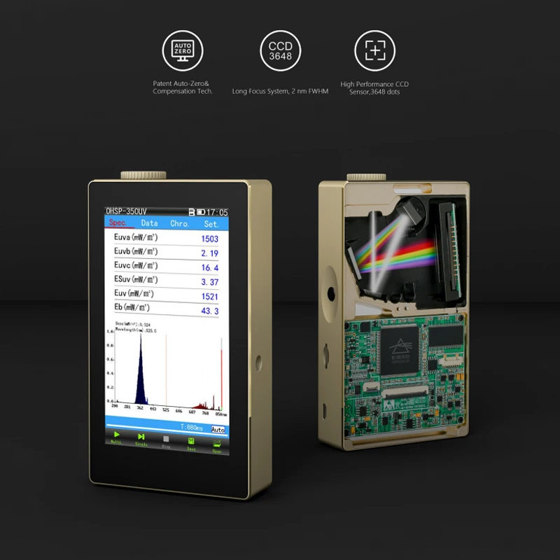 

Hopoocolor 230-850nm UV METER LIGHT SPECTROMETER OHSP-350UV UVA UVB UVC TESTER