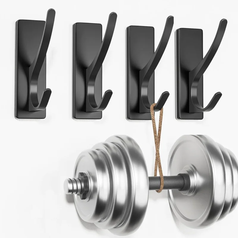 

Self Adhesive Coat Hooks Hanging: Heavy Duty Stainless Wall Hook Towel, Backpack, Hat, Sturdy Metal Hanger for Bathroom,
