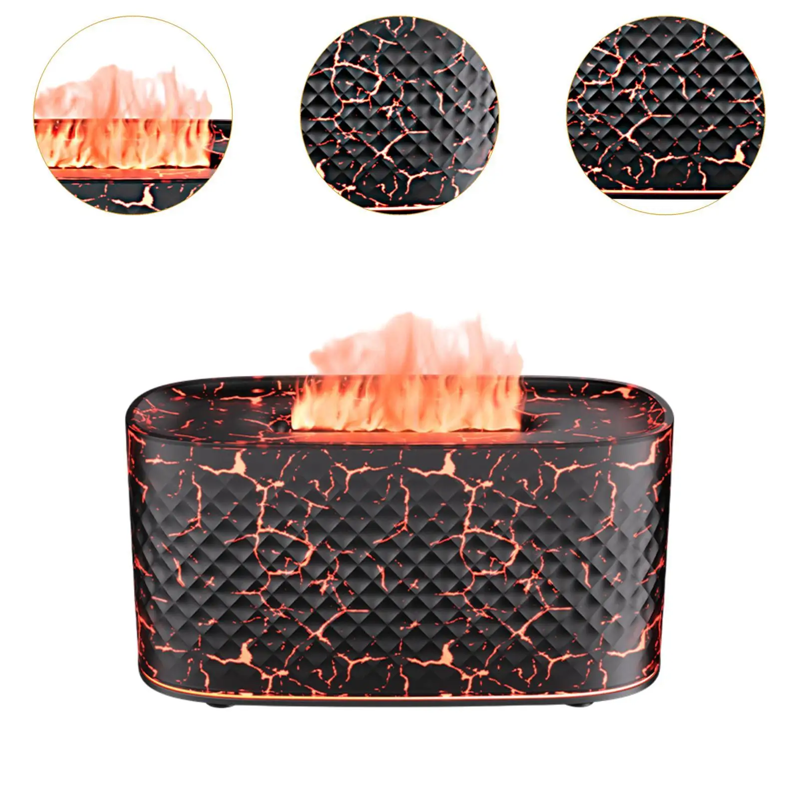 Диффузор эфирного масла, прохладный увлажнитель тумана, увлажнитель воздуха с пламенем, настройки окружающего света для гостиной, спальни, спа, стола, отеля