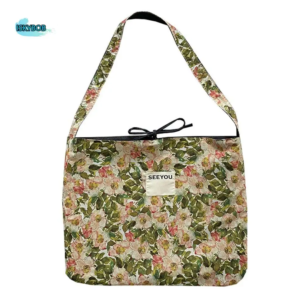 

Simple Cloth Ethnic Style Crossbody Bags Flower Large Capacity Denim Shoulder Bag Handbag Retro Floral Canvas Bag Outdoor