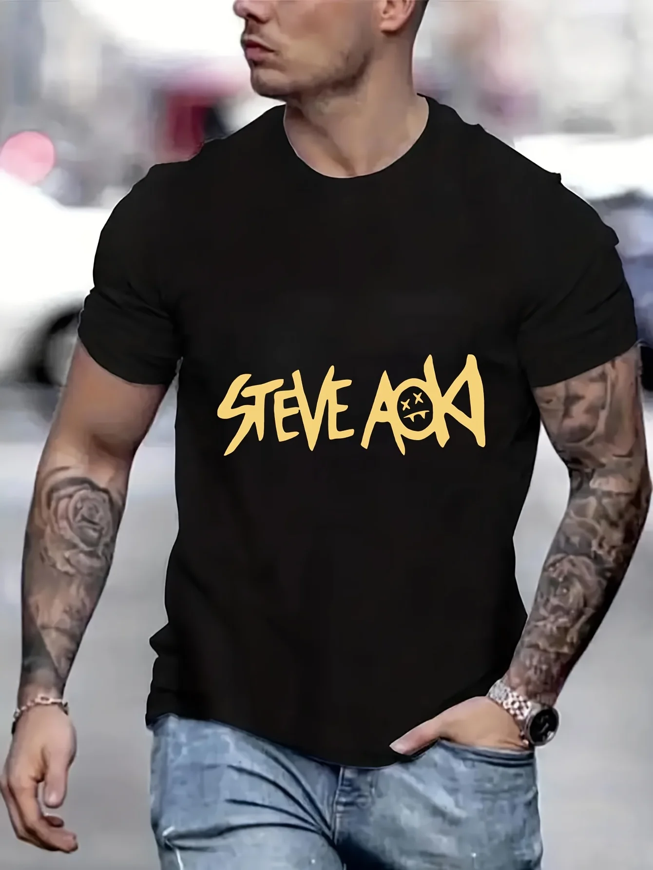 Steve Aoki Inspired T Shirt Men High End Men's Clothing Men's Summer Top Anime Men T shirt Printed T-Shirt B5021300