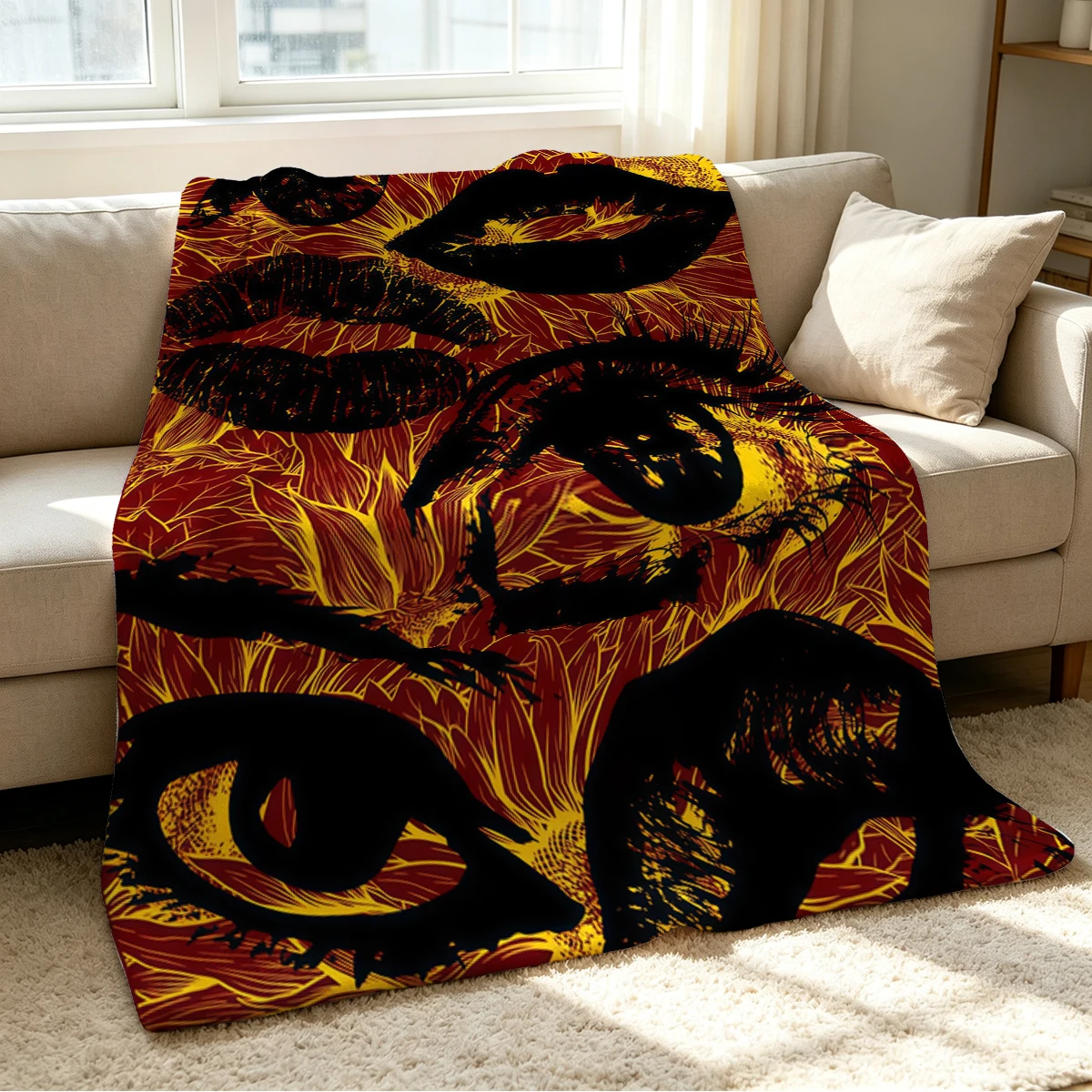 Fire Glance Blanket Soft Cozy Throw for Sofa Bed Festive Holiday Decor Gift for Kids and Adults,Lightweight and Warm