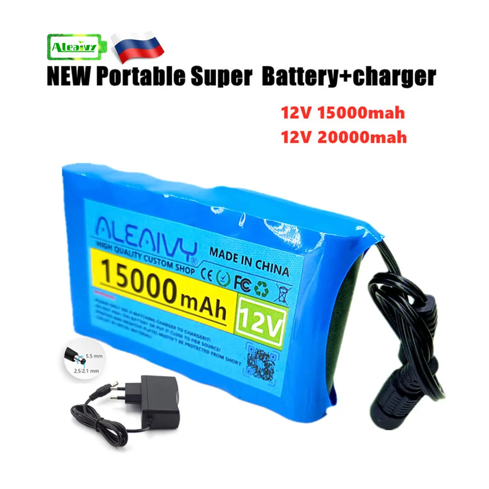 

New Portable Super 12V 15000mah 3s2p Battery Rechargeable Li-Ion Battery Pack Capacity DC 12.6v 30Ah CCTV Camera Monitor+Charger
