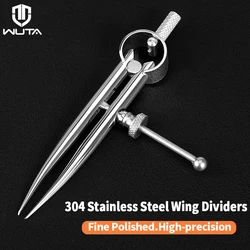 WUTA 304 Stainless Steel Wing Divider High Polished Spacing Compass Precision Scale for Metal,Wood,Leather Craft,Jewelry Design