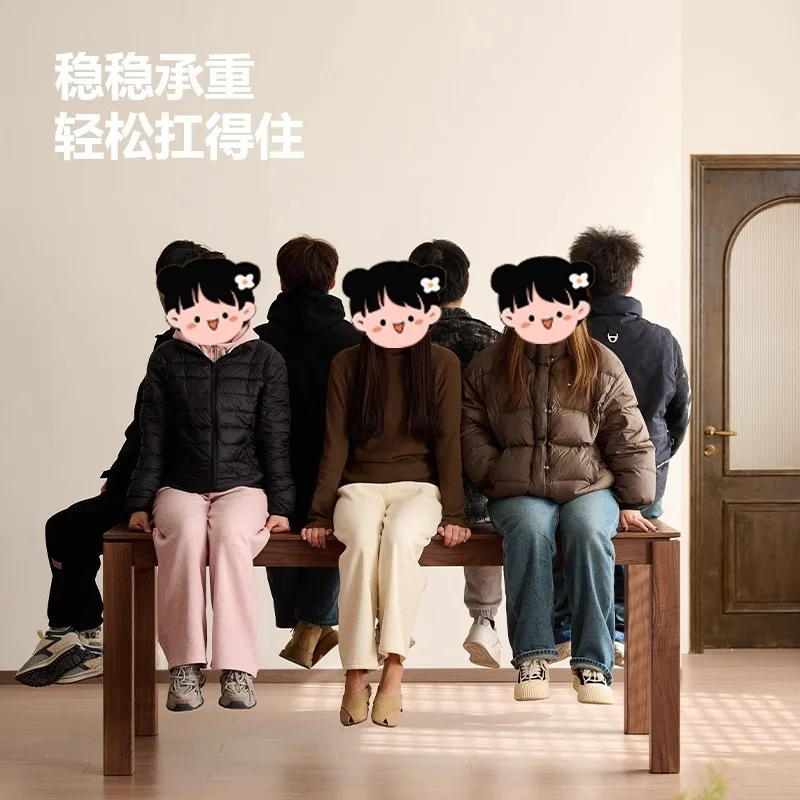 Euler North American black walnut dining table small household rectangular solid wood large board table living