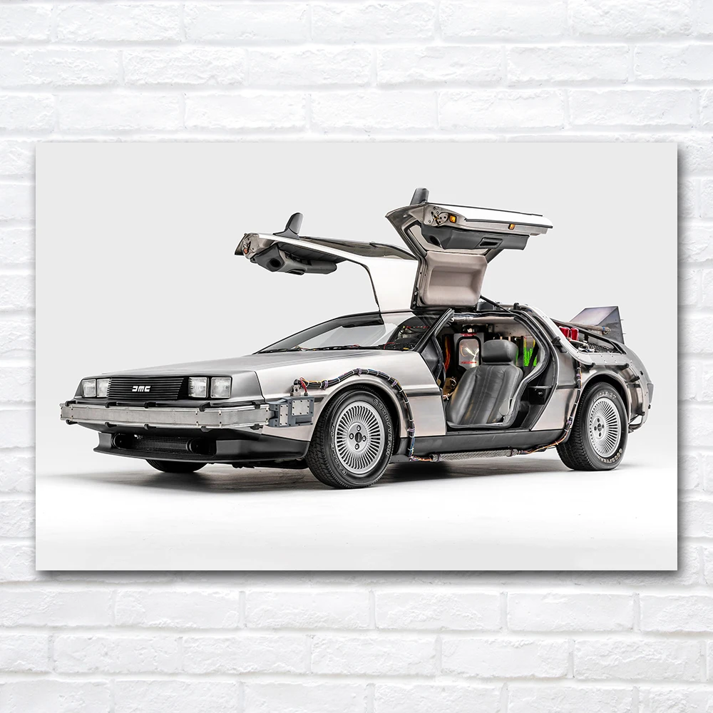 1985 DeLorean DMC-12 Futuristic Car Wall Art Canvas Painting  Posters And Prints Wall Pictures For Home Living Room Decoration