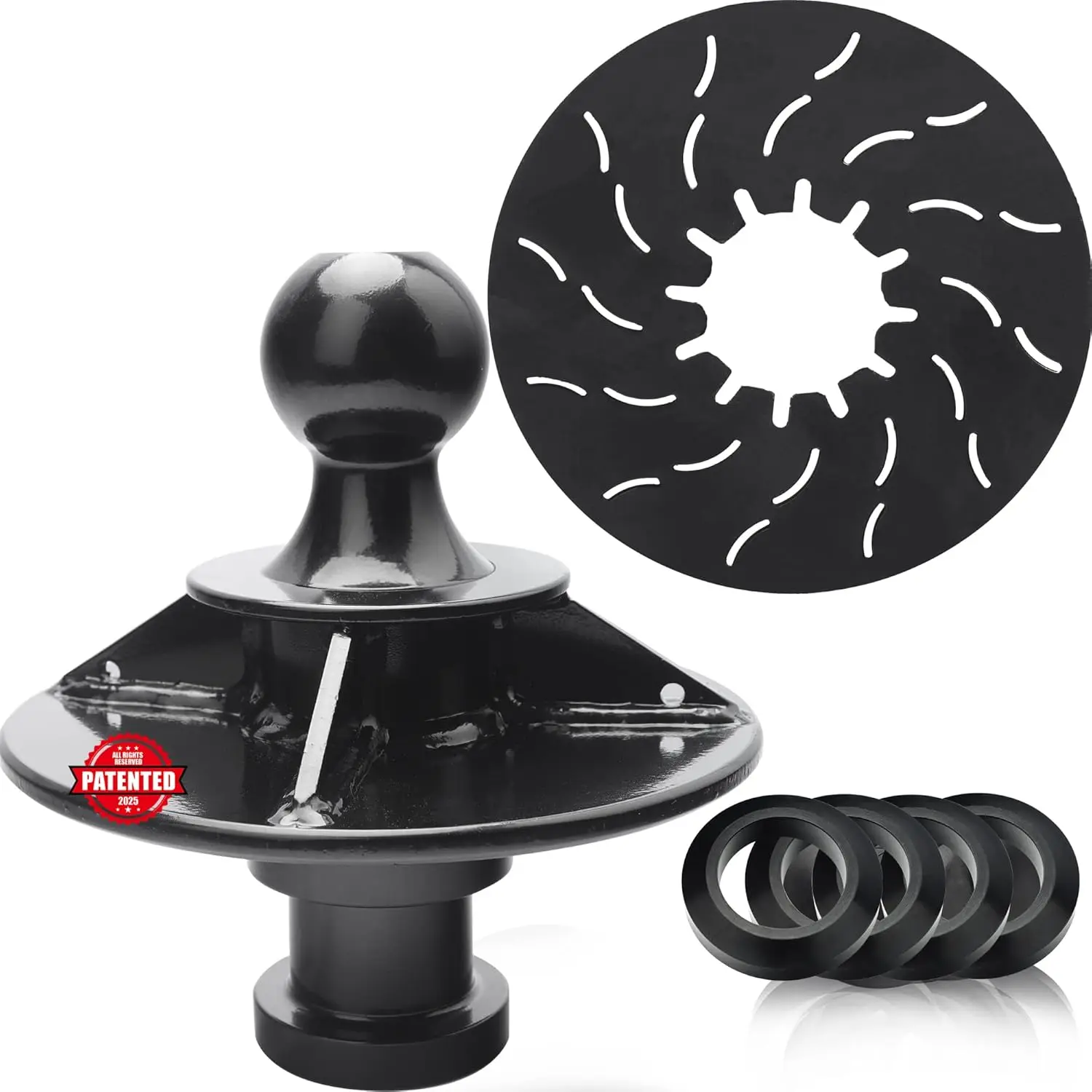 

Переходник с шариком на 5-е колесо, приподнятый 1,5 фута, сверхмощный, с противонаклоном, полиуретановой шайбой и смазочной пластиной