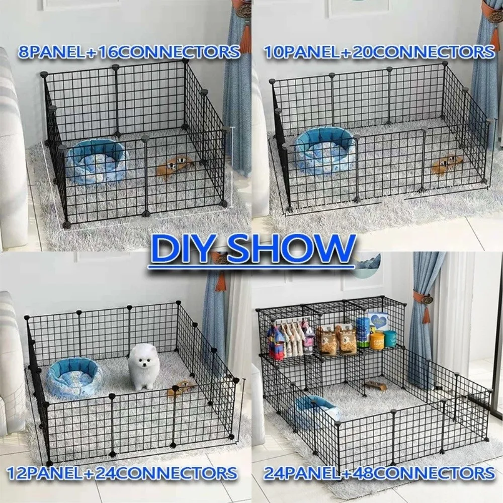 دائم 35*35 سنتيمتر DIY سياج الحيوانات الأليفة تكويم مكافحة الهروب الحيوانات الأليفة سلك معدني بيت الحيوانات الأليفة اكسسوارات داخلي الكلب سياج قفص أرنب جرو