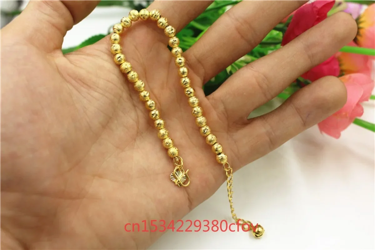 European Coin Brass Plated Vietnam Sand Gold Bracelet Transfer Beads Women's Frosted Bracelet No Fading Imitation Gold Jewelry