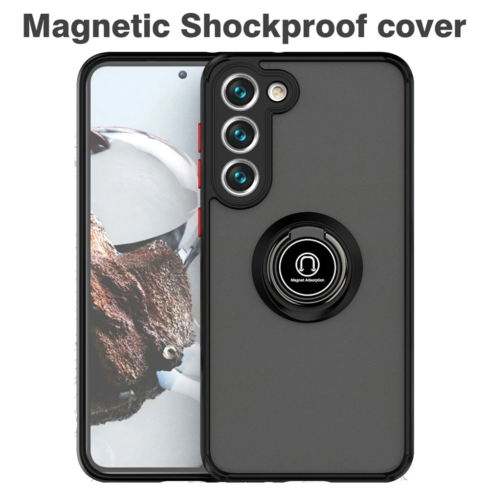 Magnetic Matte Case For Samsung Galaxy S24 S23 S22 S21 S20 Ultra FE 5G S10 S8 S9 Plus Lite Shock Proof Ring Holder Cover Full