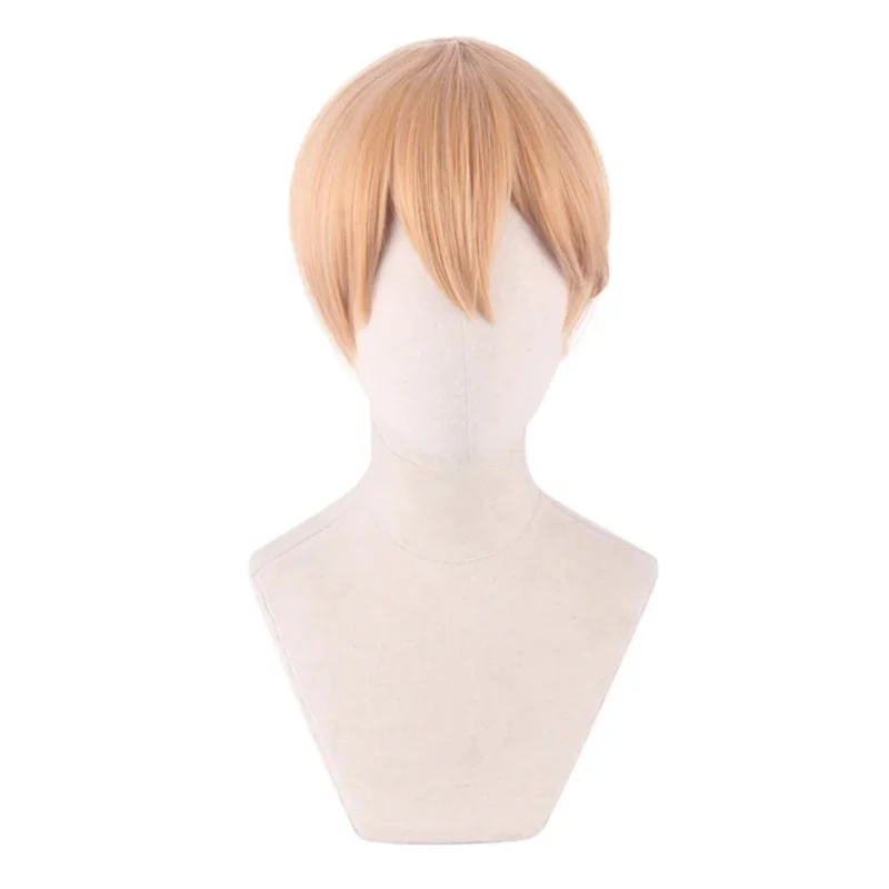 Shirogane Miyuki-Peluca de Cosplay de Anime Kaguya Sama Love is War para hombre, pelo sintético resistente al calor, color dorado mezclado, 30cm