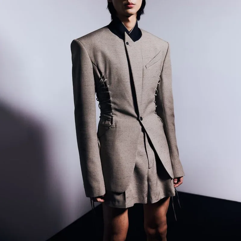 

Женский облегающий костюм с длинными рукавами, пальто, элегантная повседневная верхняя одежда в стиле OL со шнуровкой, осенняя модная тенденция на одной пуговице