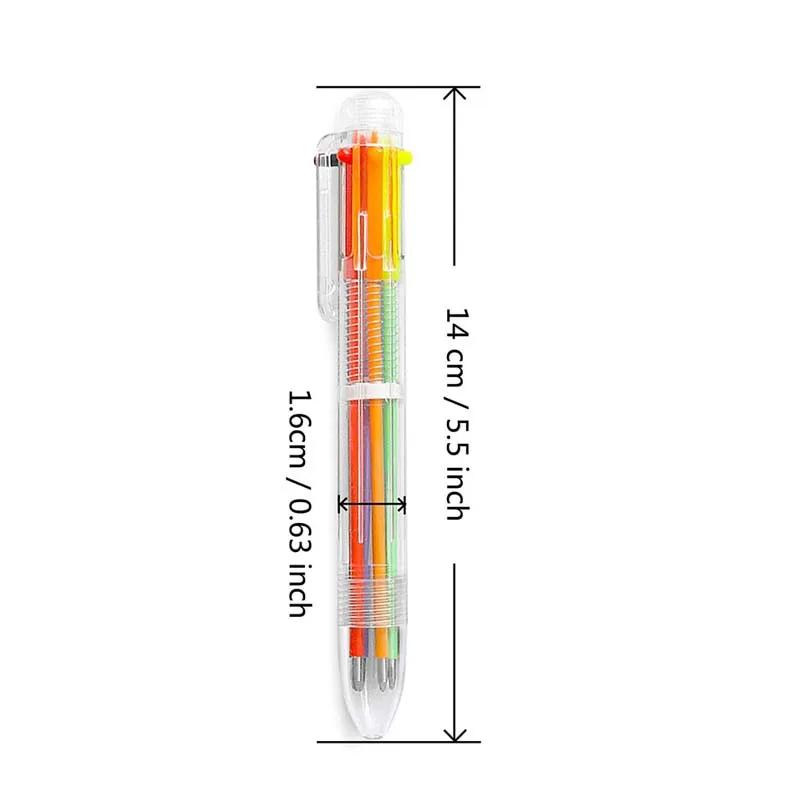 1/3/6/12pcs Transparent Cartoon Ballpoint Pen 6-in-1 Creative Cute Colorful Swivel Supplies School & Office Supplies TMZ