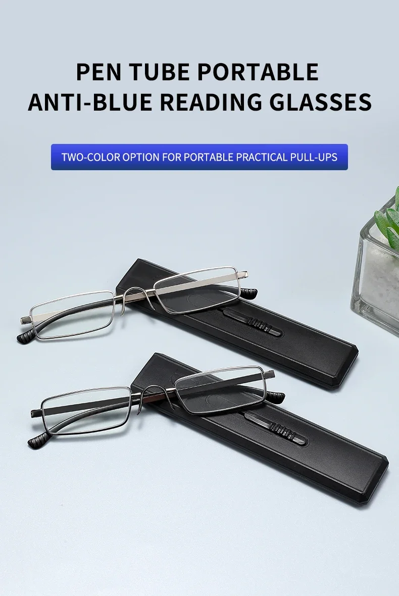 Ultraleichte Anti-Blaulicht-Lesebrille in Stiftform, Klassische Tragbare Anti-Ermüdungs-Lesebrille – Detail 1