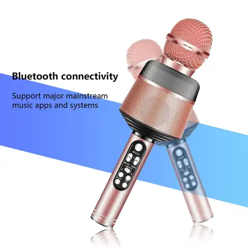 Imagen 2 del producto Micrófono de Karaoke Bluetooth inalámbrico, altavoz de micrófono portátil 5 en 1 con luces dinámicas, micrófono de Karaoke para adultos