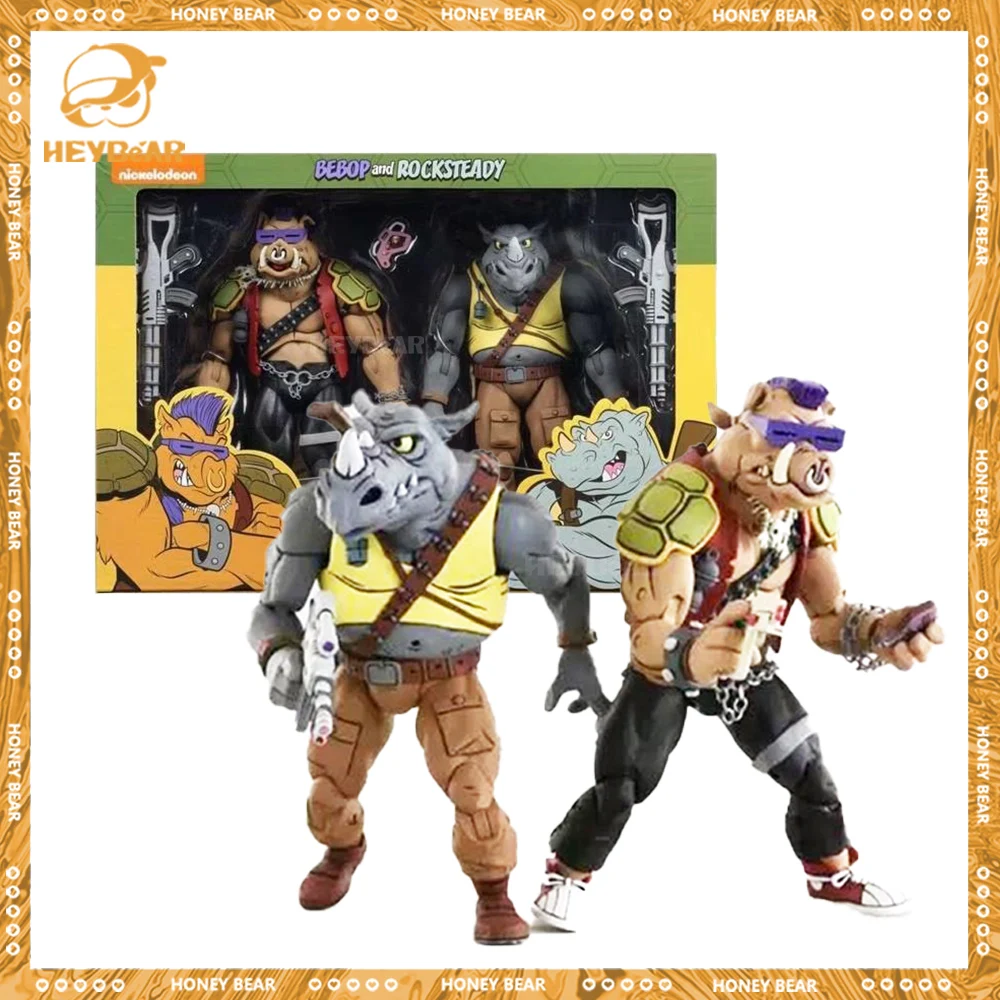 Neca Turtles Action Figure Shredder Michelangelo Foot Solder Donatello Krang Bebop Rocksteady Figures Model Collection Toy Gift