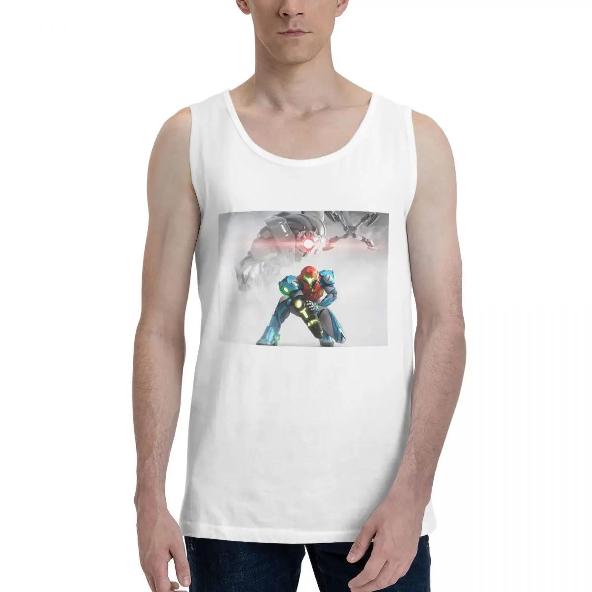 Metroid 100% Cotton Men's Sweatshirt Vest Sleeveless Clothing Tees Men Tank Tops T-shirt