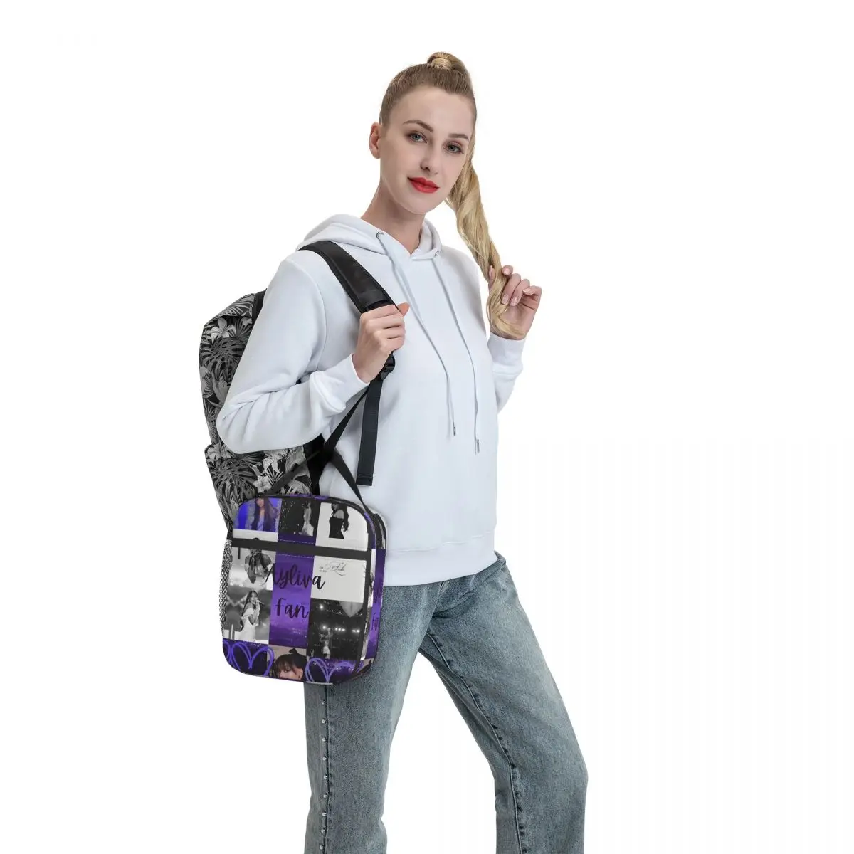 Ayliva 콜라주 상품 투어 2025 점심 가방 휴대용 지퍼 도시락 상자 성인 피크닉 인쇄 쿨러 가방 캐주얼 옥스포드 점심 가방