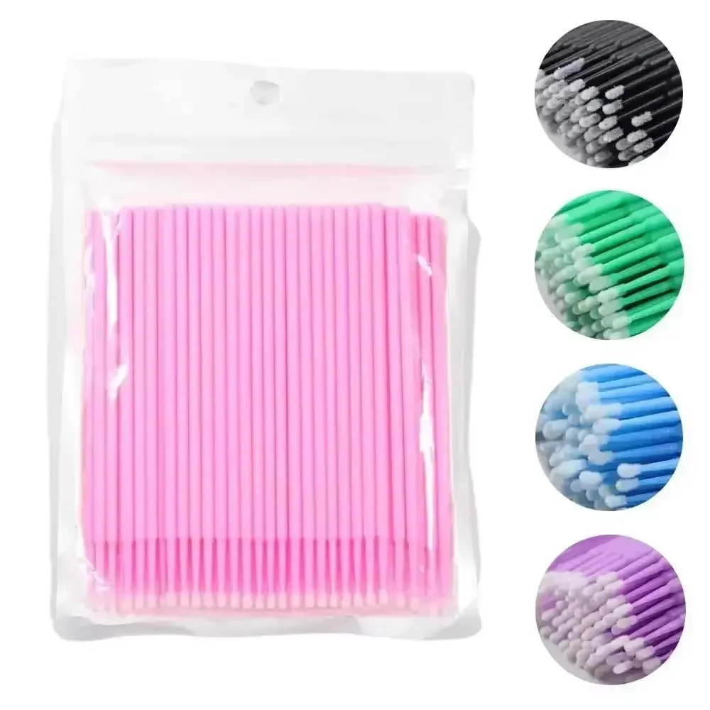 100 件装 Eyelash Brushes Cotton Swab Micro Individual Eyelashes Microbrush Removing Cleaning Lash Extensions Accessories