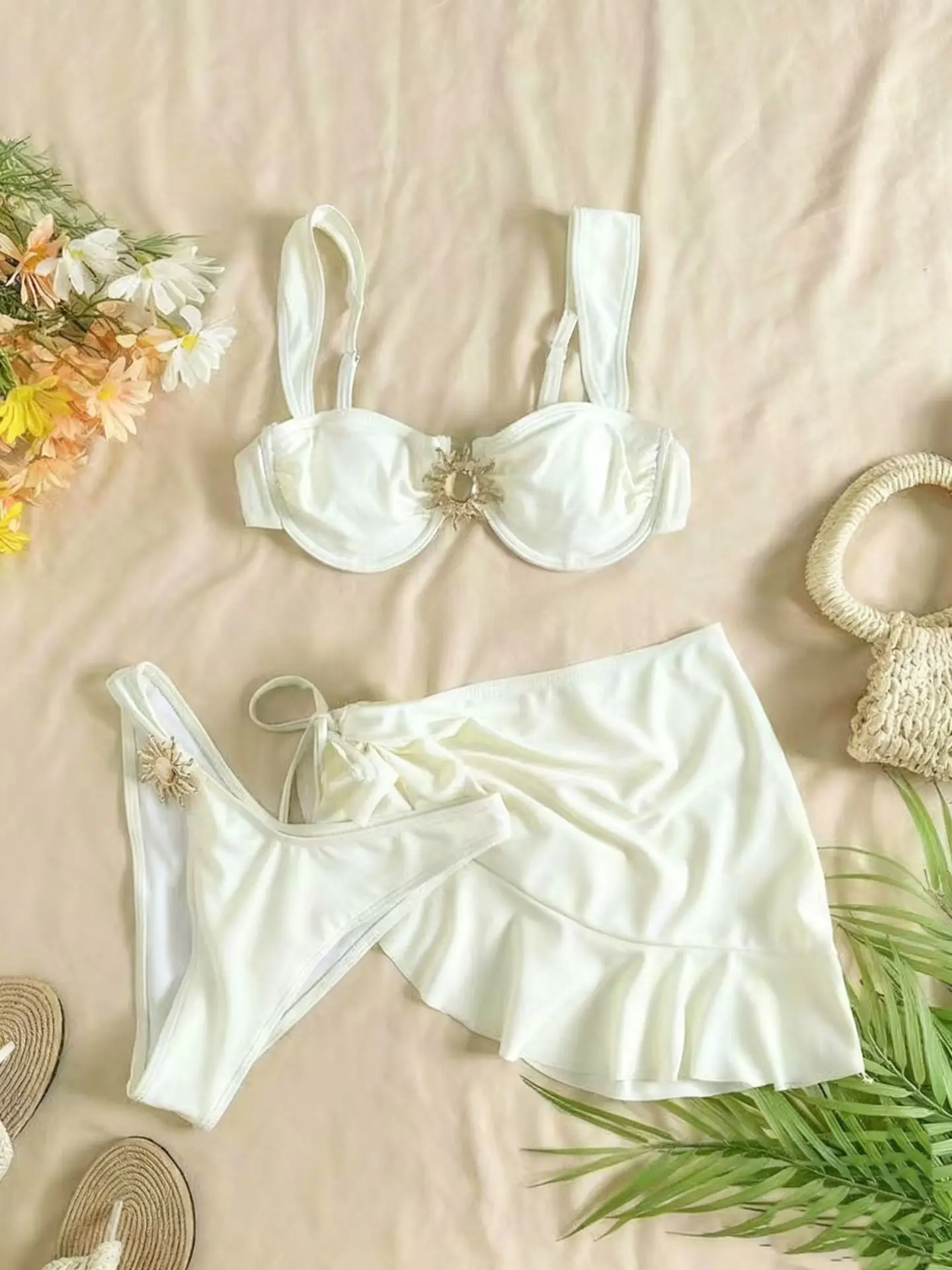 3-częściowy zestaw bikini seksowny strój kąpielowy Y2K dla kobiet 2026 gorąca wyprzedaż dwuczęściowy strój z narzutką stringi spódniczka bandażowa mikro bikini zestawy ropa