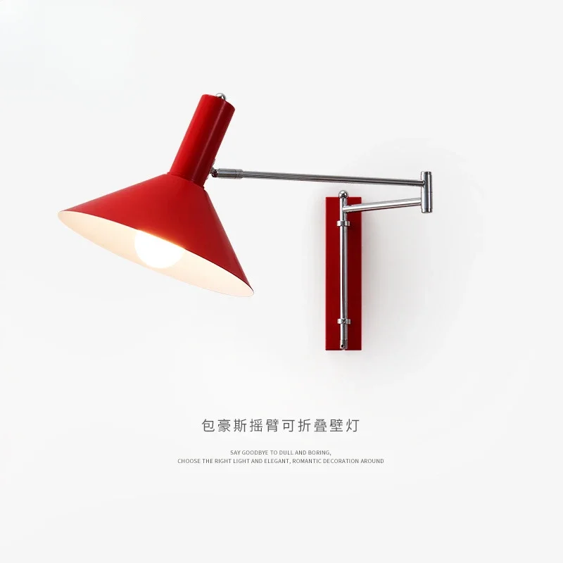 Applique Murale de oral et pour Chambre à Coucher, Rétro, Long Culbuteur, Pliable, Lecture, Rouge, Sans Câblage